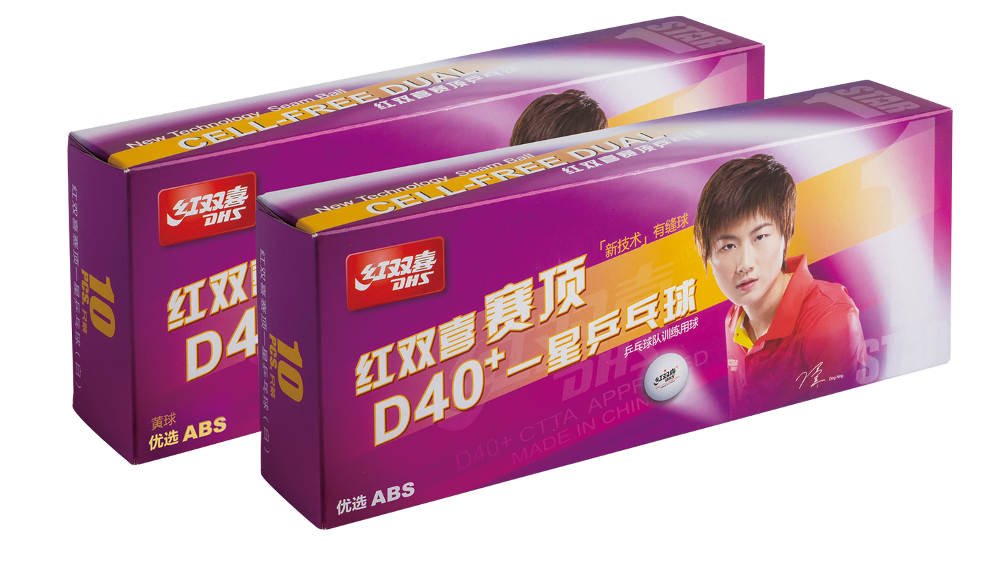 DHS Tischtennisball "CELL-FREE-DUAL" 1 Stern 40 mm+ Orange (10 St./Kiste) DXAL006-3