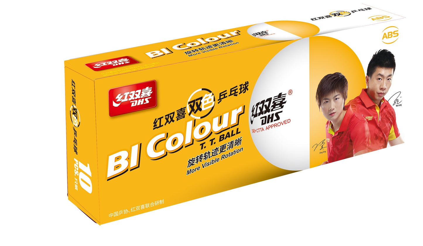 DHS Tabletennisball "CELL-FREE-DUAL" BI COLOUR Ball 40 mm+ (10 St./Kiste) DXAN002-1
