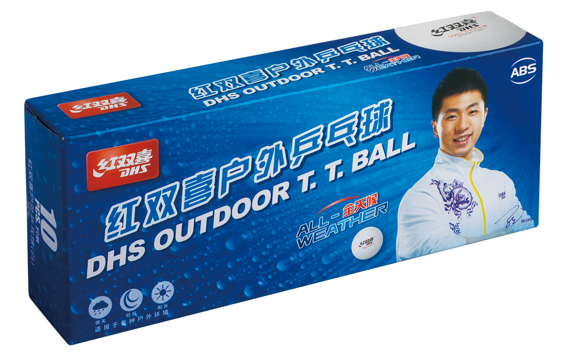DHS Tischtennisball "CELL-FREE-DUAL" Outdoor Ball 40 mm+ Weiß (10 St./Kiste) DXAN001-2