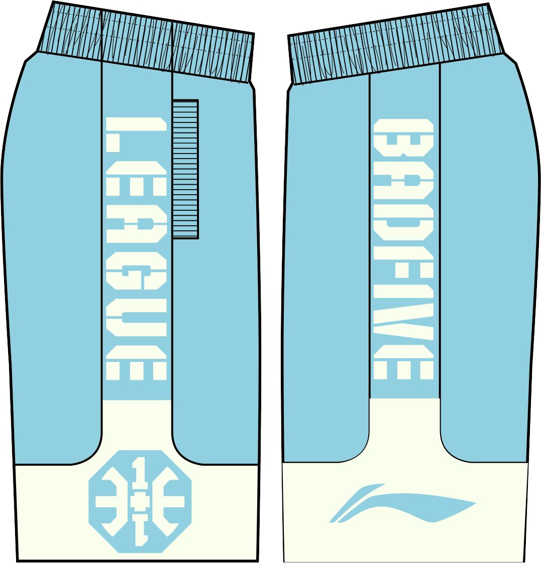 Unisex Basketball-Short "Anti-Warrior" Badfive BIG Lightblue-White - AAPT045-7