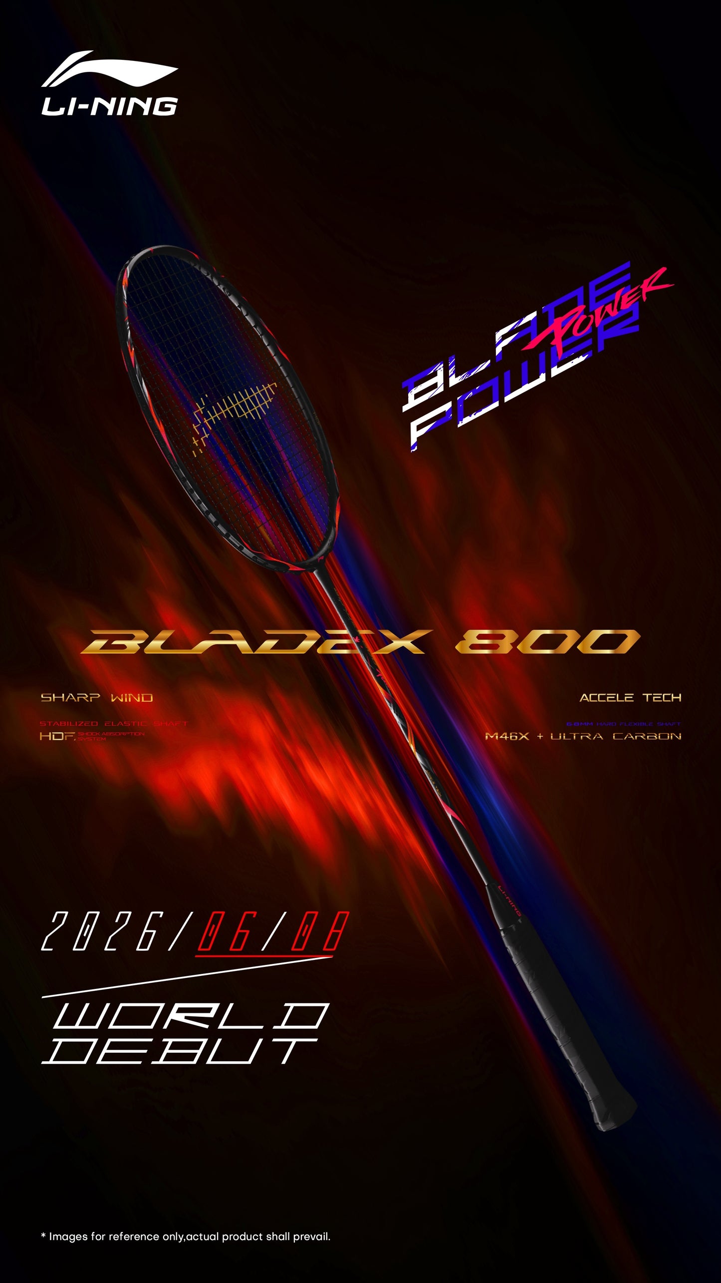 Badmintonschläger BladeX 800 Power (5U) unbespannt - AYPW005-5