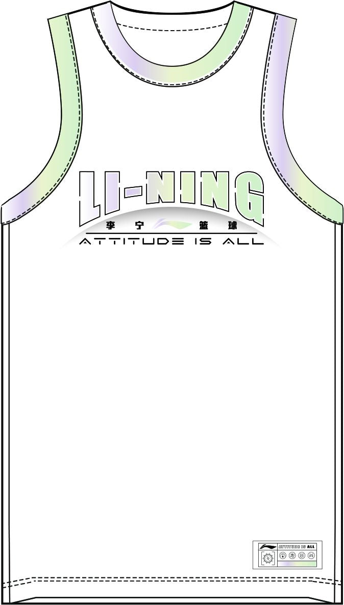 Unisex Basketball Competition Dress "Li-Ning Team" (Set of Tank and Shorts) White - AATT013-4