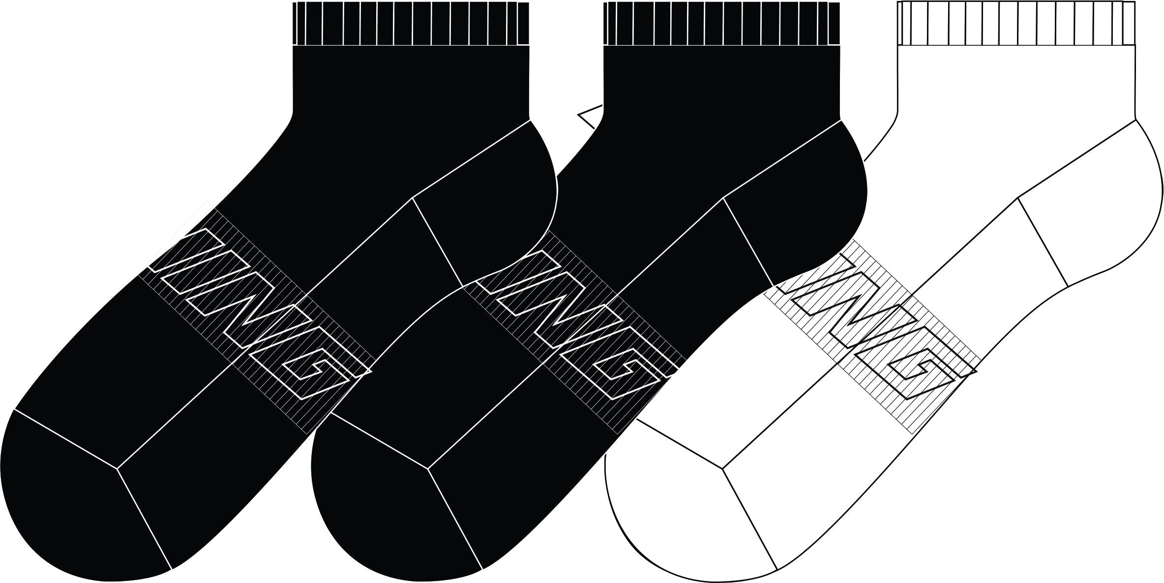 Unisex sports socks low-cut 3-pack "Classic" black/white - AWST111-1