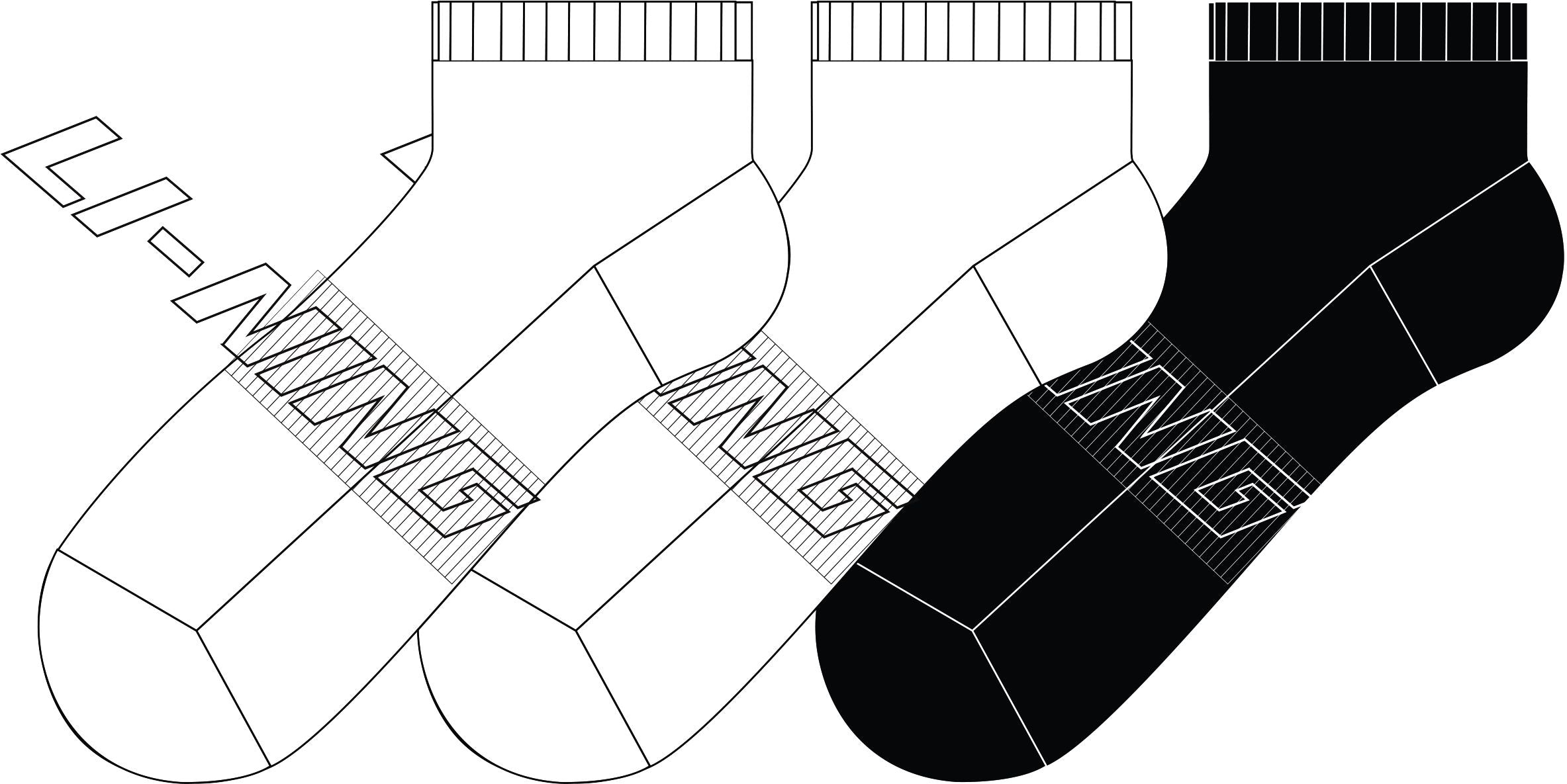 Unisex sports socks low-cut 3-pack "Classic" white/black - AWST111-2