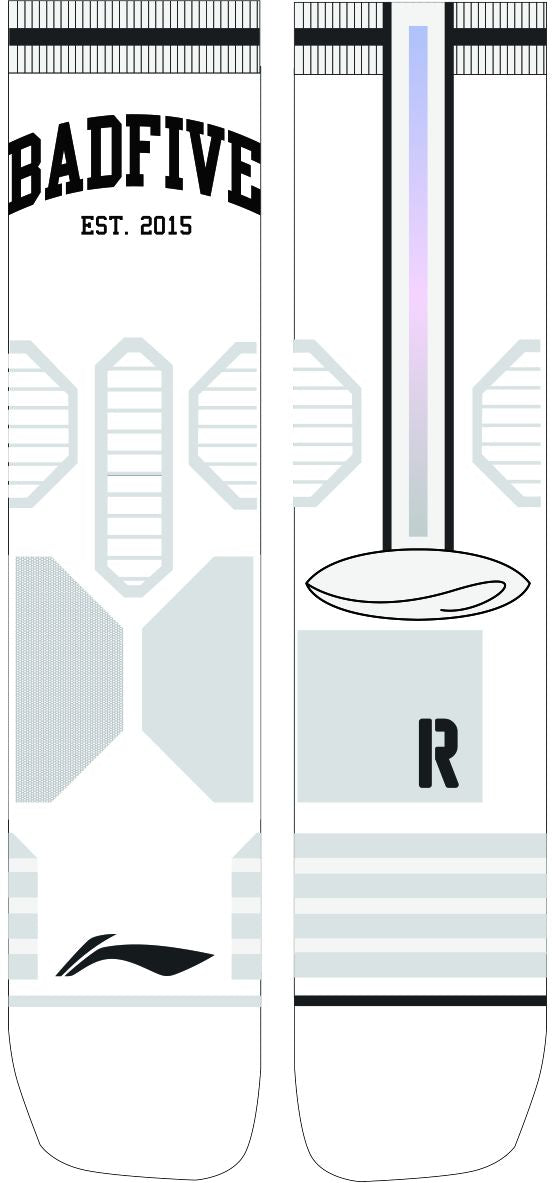 男子篮球袜“Bad Five”系列“ABC”白色-AWLT053-2
