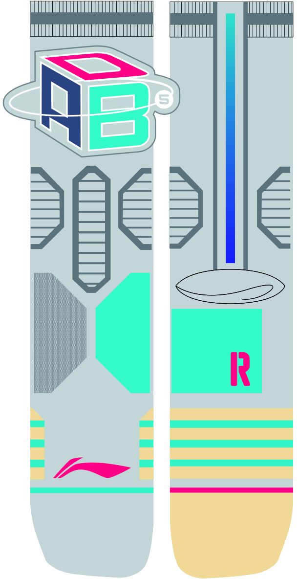 男子篮球袜“Bad Five”系列“ABC”灰色/卡其色 - AWLT053-5