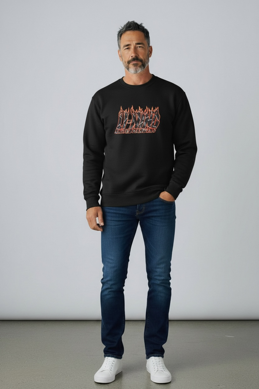 Unisex Skateboard Casual Sweater "LN FIRE" schwarz - AWDT949-1