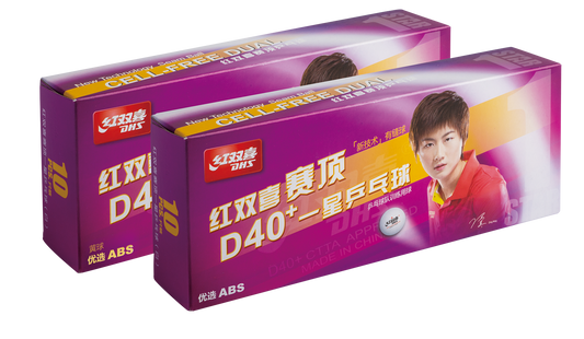 DHS Tischtennisball "CELL-FREE-DUAL" 1 Stern 40 mm+ Weiß (10 St./Kisten) CD40C DXAL007-2