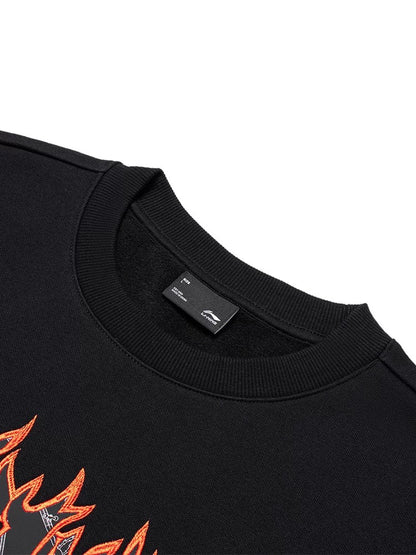 Unisex Skateboard Casual Sweater "LN FIRE" schwarz - AWDT949-1