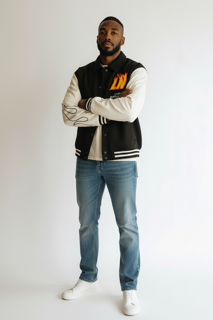 Unisex Skateboard Casual Windbreaker "LN FIRE" schwarz/grau - AFDT697-2