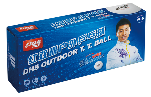 DHS Tischtennisball "CELL-FREE-DUAL"  Outdoor Ball 40 mm+ Weiß (10 St./Kiste) DXAN001-2