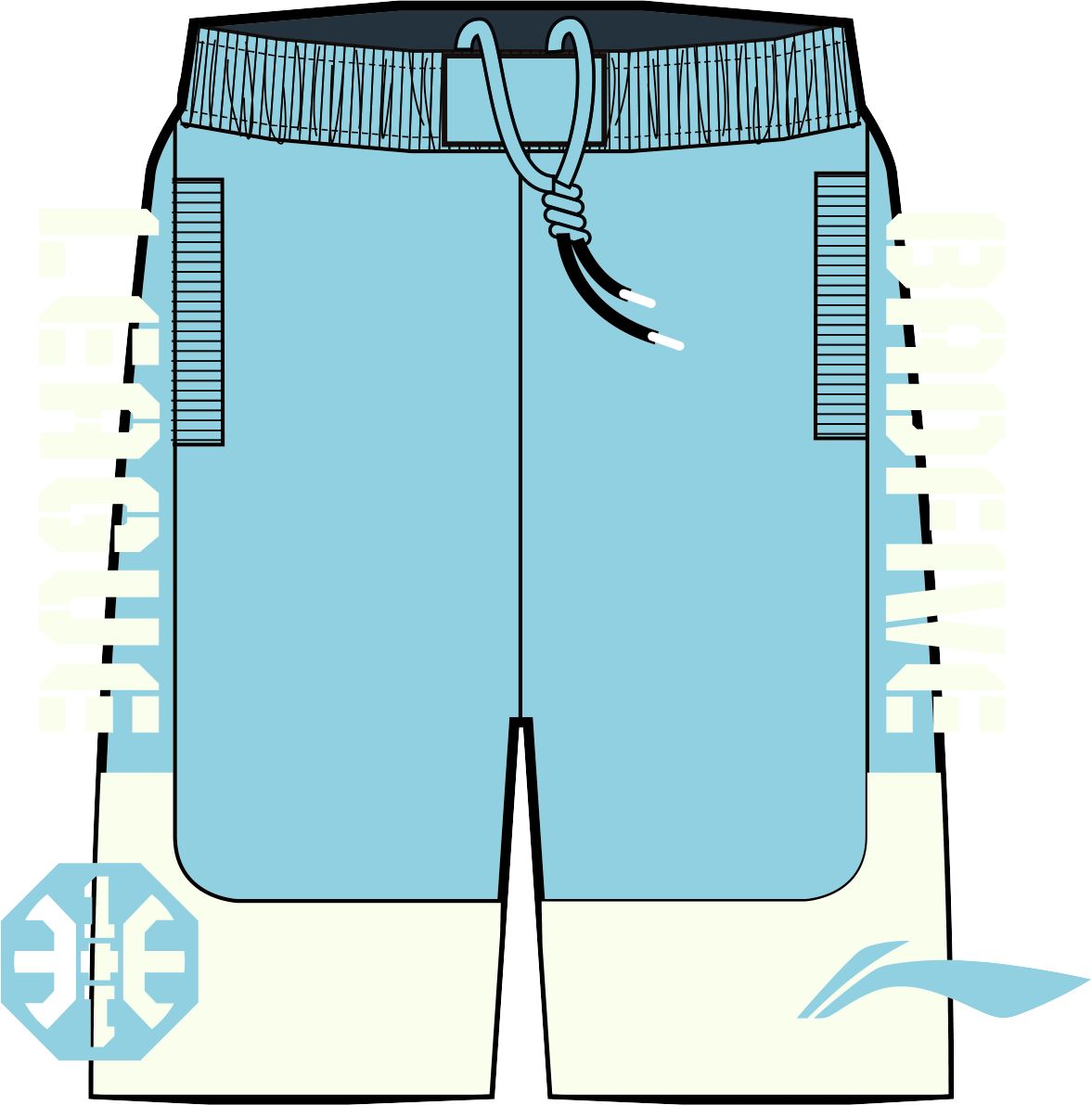 Unisex Basketball Shorts "Anti-Warrior" Badfive BIG Light Blue-White - AAPT045-7