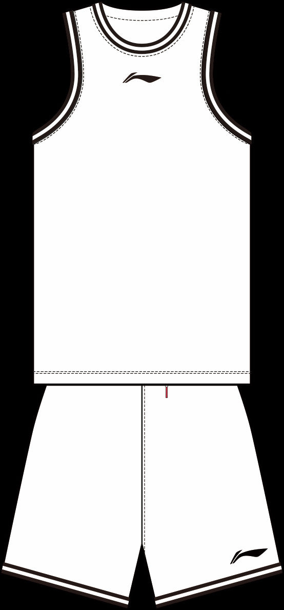 男女通用篮球比赛服“TEAM”（背心和短裤套装）白色 - AATT001-4