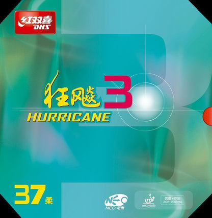 DHS NEO Hurricane 3 Soft 37 2,1mm Belag Schwarz - DXDP007-5
