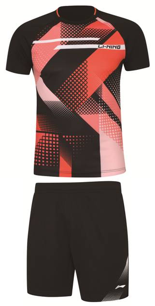 Table tennis unisex competition dress (shirt and shorts set) orange + black - AATR097-2